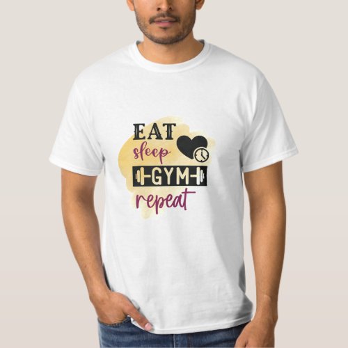 eat sleep g repeat gym vibrant energy typograpg T_Shirt