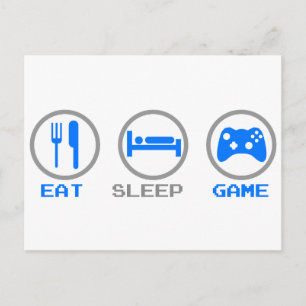 Eat Sleep Game Again - Gamer, geek video games Postcard