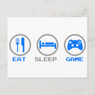 Eat Sleep Game Again - Gamer, geek video games Postcard