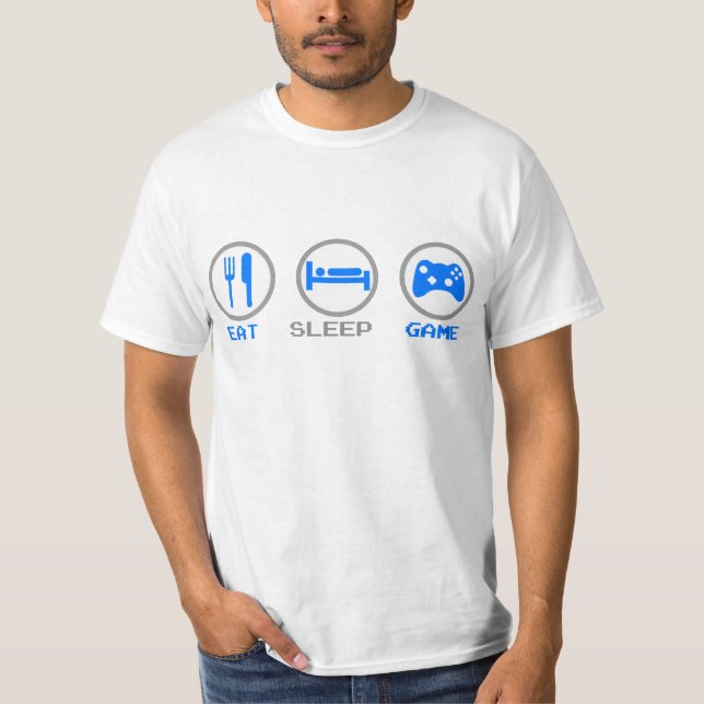 Eat Sleep Game Again - Gamer, geek video games T-Shirt (Front)