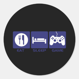 Eat Sleep Game Classic Round Sticker