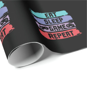 Eat Sleep Game Repeat Controller Wrapping Paper