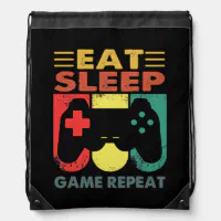 Eat Sleep Game Repeat for Video Games Lovers Drawstring Bag