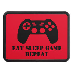 Eat Sleep Game Repeat funny car hitch cover