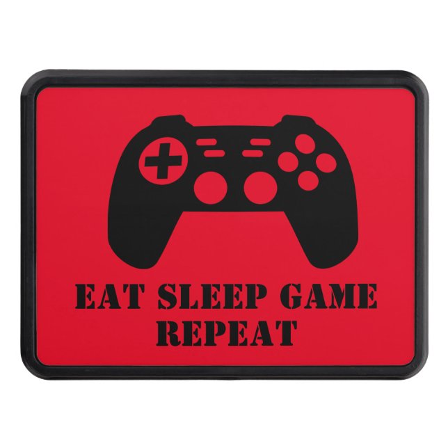 Eat Sleep Game Repeat funny car hitch cover (Front)