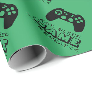 Eat Sleep Game Repeat funny Christmas & Birthday Wrapping Paper