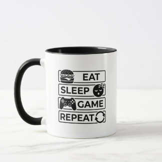Eat Sleep Game Repeat Funny Retro Gamer Mug