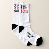 Eat Sleep Playing Computer Game with Controller Printed Mens Black Socks 