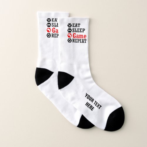 Eat Sleep Game Repeat funny sport socks for gamer