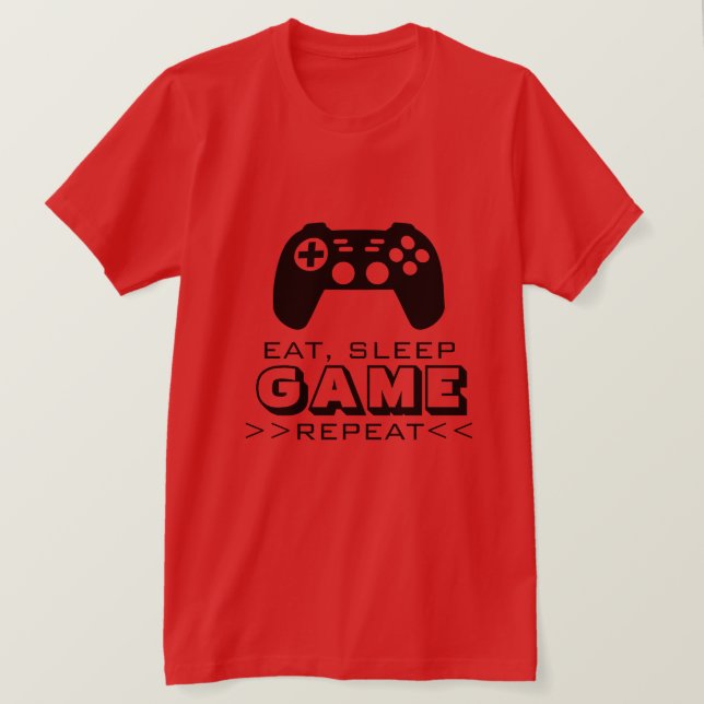 Eat sleep game repeat funny t shirt for gamer (Design Front)