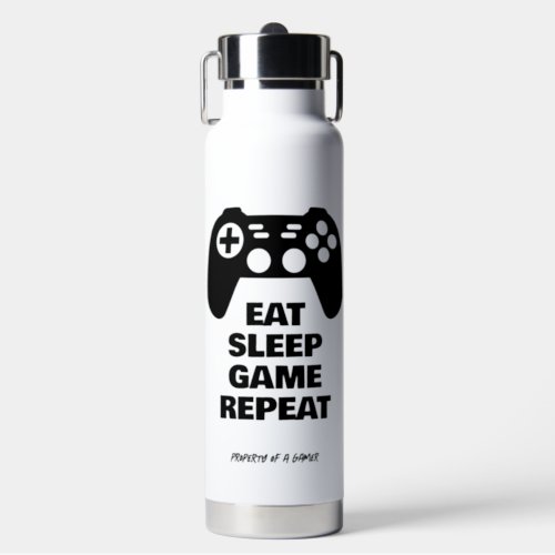 Eat Sleep Game Repeat funny water bottle for gamer
