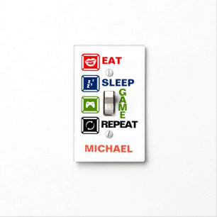 Eat, Sleep, Game, Repeat, Gamer Light Switch Cover