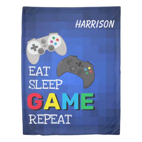 Eat Sleep Game Repeat  Gamer Personalized Duvet Cover