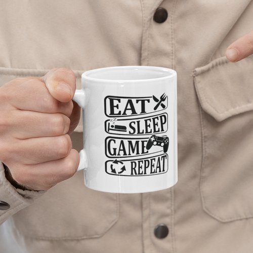 Eat Sleep Game Repeat  Gaming Coffee Mug