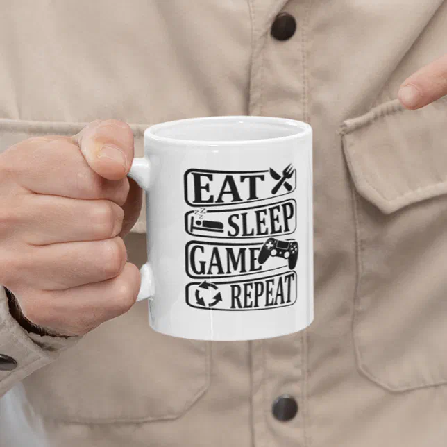Eat Sleep Game Repeat Gaming Coffee Mug
