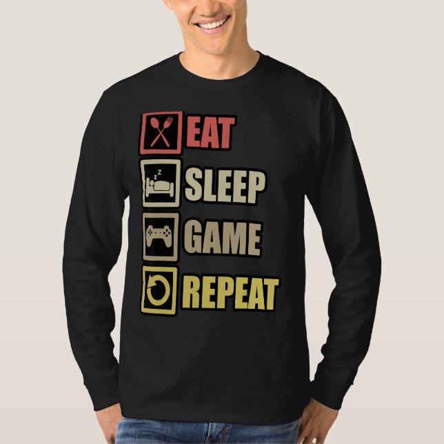 Eat Sleep Game Repeat Gaming Controller Pc Compute T-Shirt (Front)