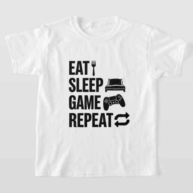 Eat Sleep Game Repeat Gaming T-Shirt (Laydown)