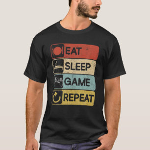 Eat Sleep Game Repeat Gaming Themed Birthday Party T-Shirt