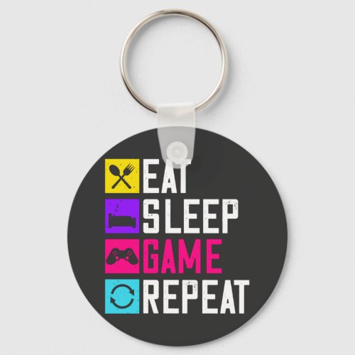 Eat_Sleep_Game_Repeat Keychain