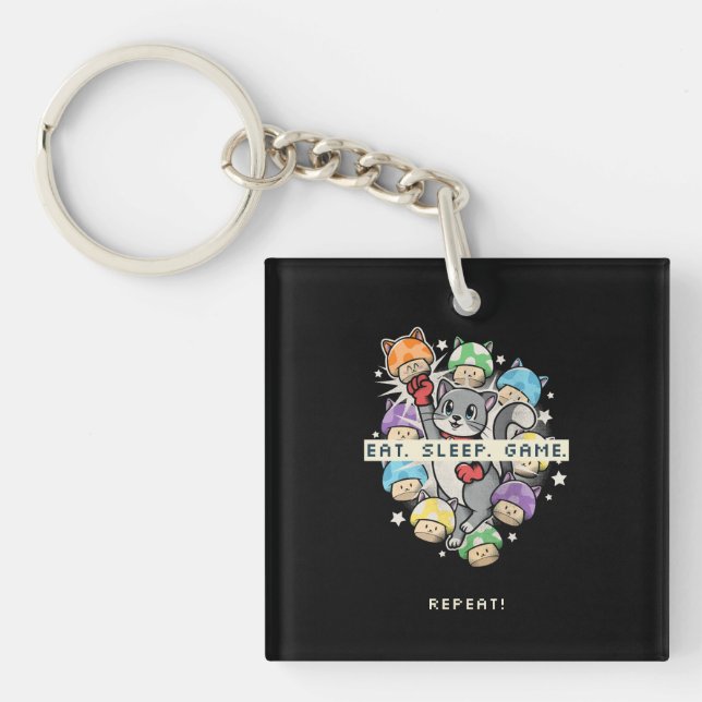 Eat, Sleep, Game, Repeat Keychain (Front)