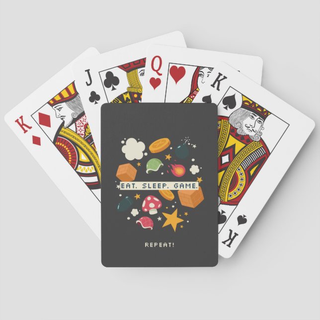 Eat. Sleep. Game. Repeat. Poker Cards (Back)