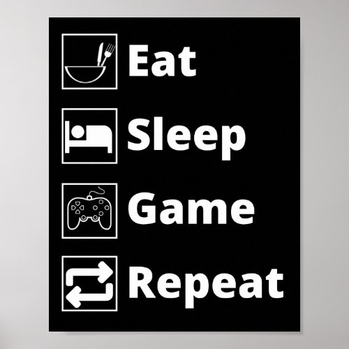 Eat sleep game repeat poster