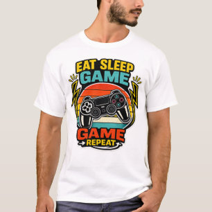 Eat Sleep Game Repeat Retro Controller T-Shirt