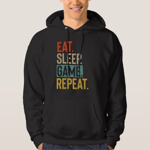 Eat Sleep game Repeat retro vintage colors Hoodie