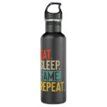 Eat Sleep game Repeat retro vintage colors Stainless Steel Water Bottle