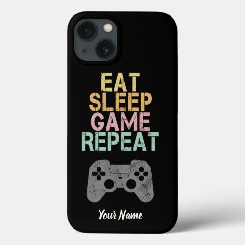 Eat Sleep Game Repeat Saying Vintage Gamer Gift iPhone 13 Case