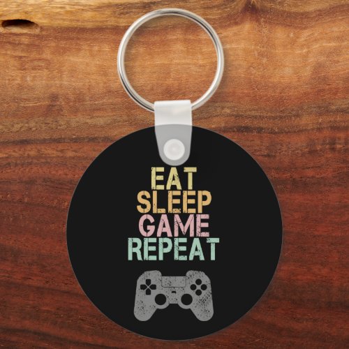 Eat Sleep Game Repeat Saying Vintage Gamer Gift Keychain