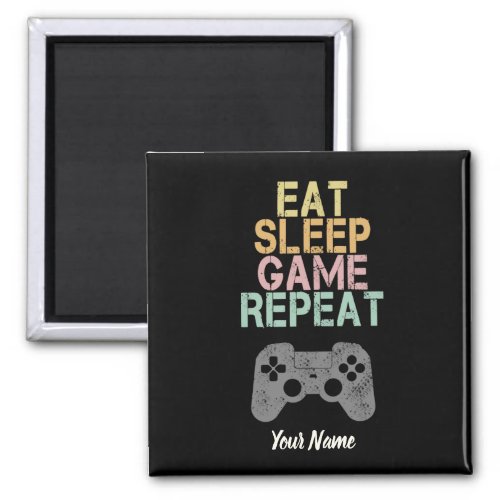 Eat Sleep Game Repeat Saying Vintage Gamer Gift Magnet