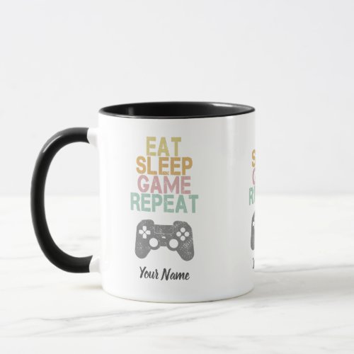 Eat Sleep Game Repeat Saying Vintage Gamer Gift Mug