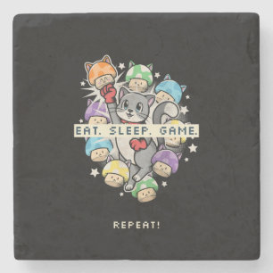 Eat, Sleep, Game, Repeat Stone Coaster