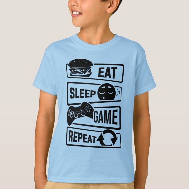 Eat Sleep Game Repeat T-Shirt (Front)
