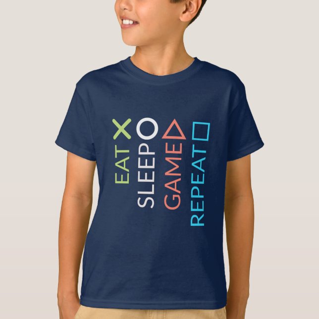 Eat Sleep Game Repeat T-Shirt (Front)