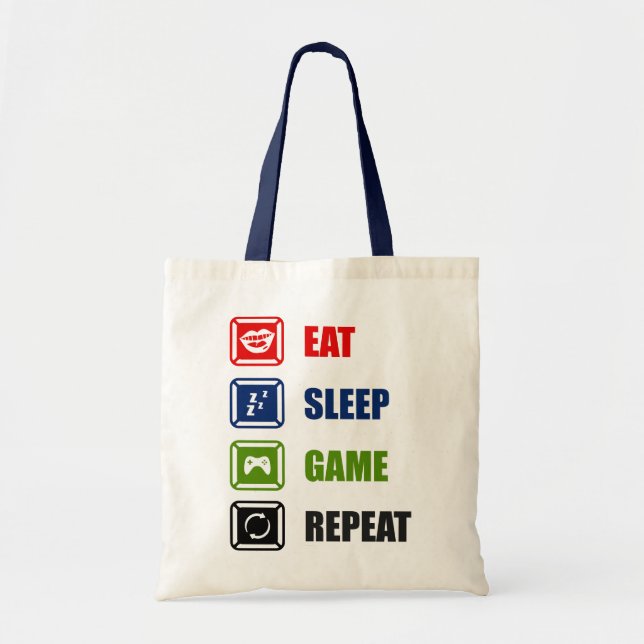 Eat, sleep, game, repeat tote bag (Front)