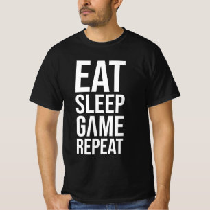 Eat Sleep Game Repeat - White Edition T-Shirt