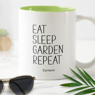 Eat Sleep Garden Repeat Humorous Plants Funny Two-Tone Coffee Mug