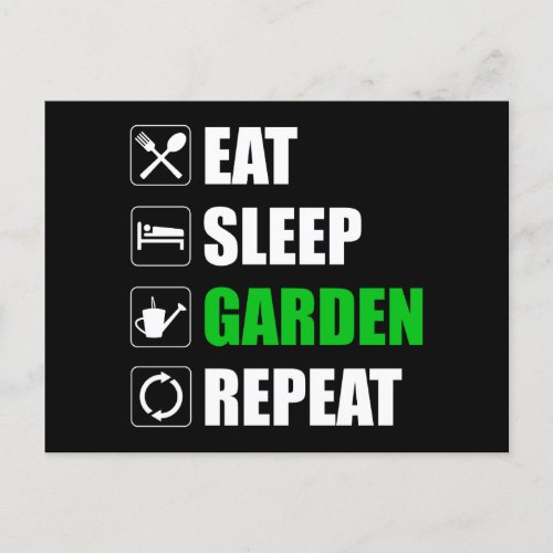 Eat Sleep Garden Repeat Postcard