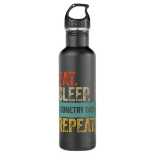 Eat sleep geometry dash repeat retro vintage stainless steel water bottle