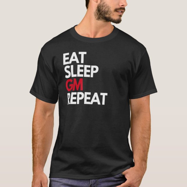 Eat Sleep GM Repeat NFT Crypto Slang Good Morning T-Shirt (Front)