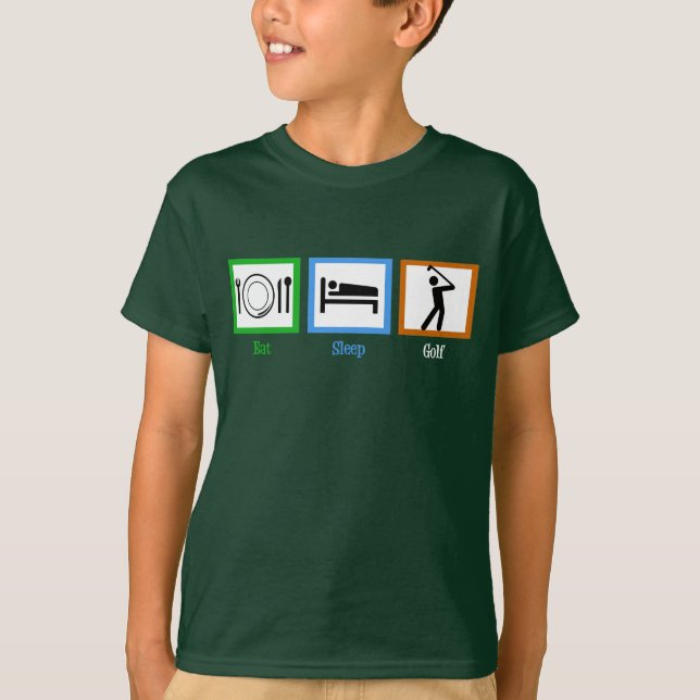 Eat Sleep Golf Funny Kids Golfer T-Shirt (Front)