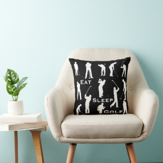 Eat Sleep Golf Man Cave Golf Lodge Throw Pillow
