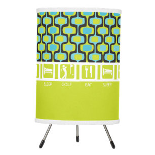 Eat Sleep GOLF Mid-Century Man Cave GOLFER Tripod Lamp