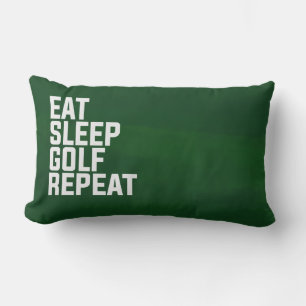 Eat Sleep Golf Pillow with golf ball on green