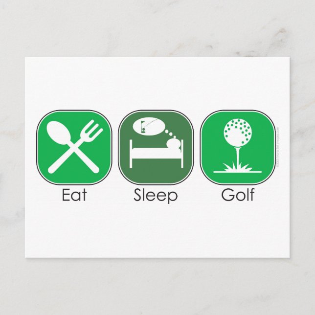 Eat Sleep Golf Postcard (Front)