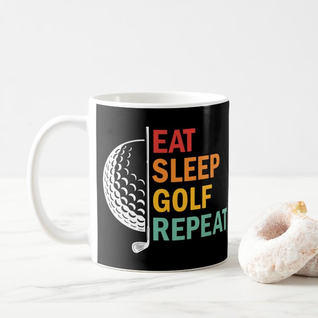 Eat Sleep Golf Repeat  Coffee Mug (With Donut)