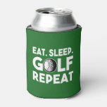 Eat Sleep Golf Repeat Funny Beer Can Cooler at Zazzle