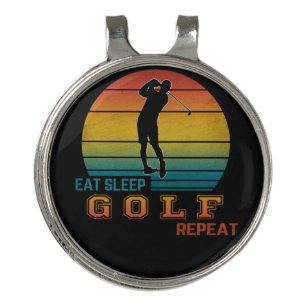 Eat Sleep Golf Repeat Golf Hat Clip